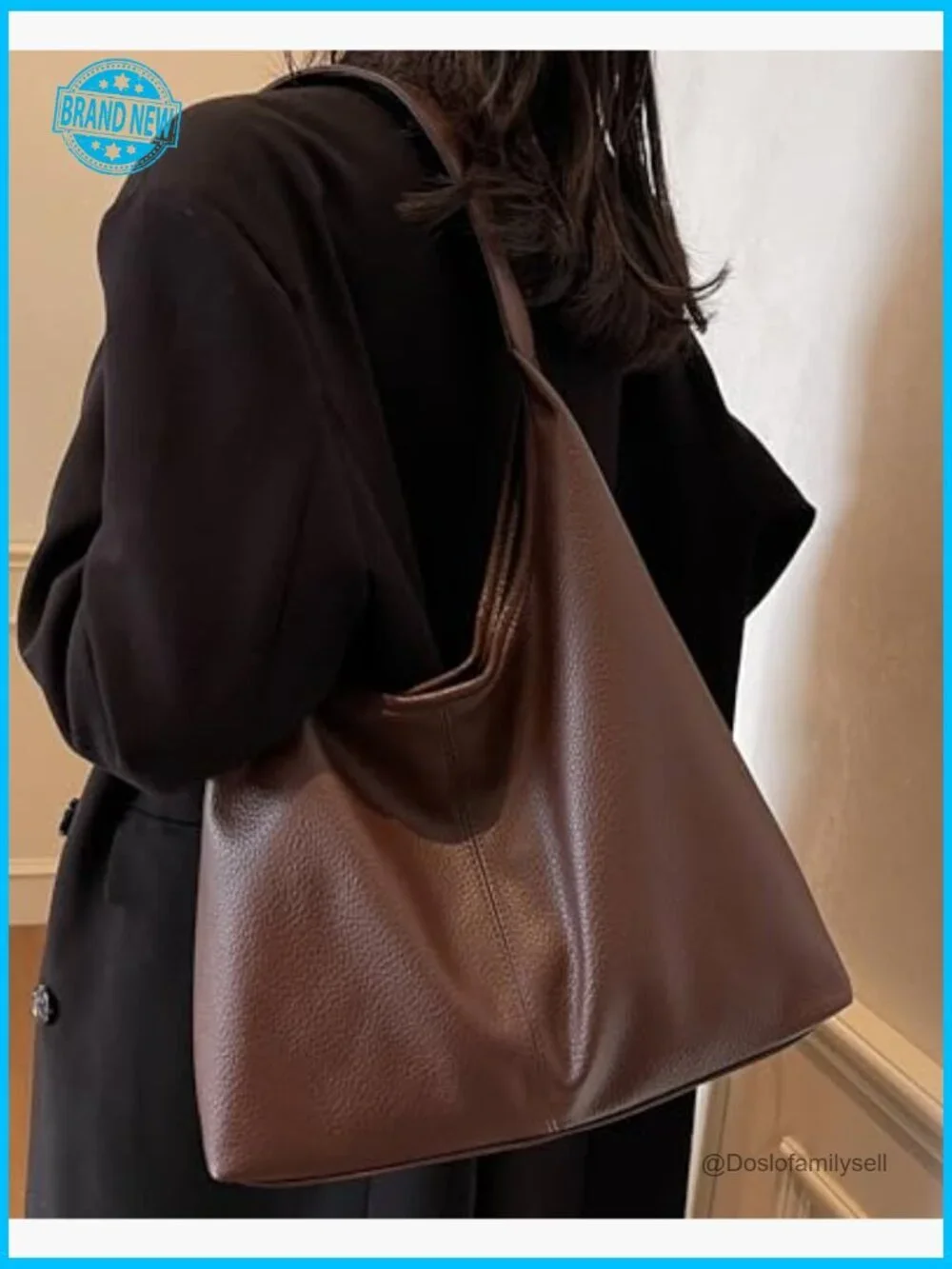 Faux Leather Hobo Tote Bag Minimalist Chic Spacious Shoulder Bag Everyday Use